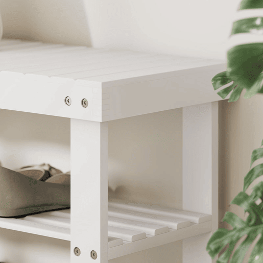 HOMCOM Banco Sapateira de Bambu Sapateira com Assento Organizador de Sapatos com 2 Prateleiras para 6-9 Pares de Sapatos para Entrada Sala de Estar Dormitório 70x28x45 cm Branco