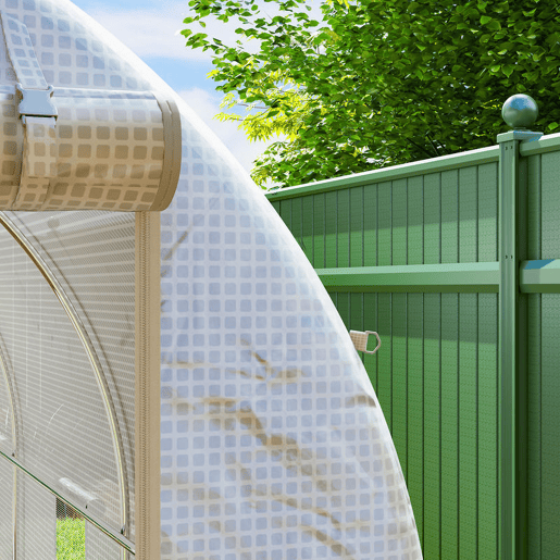 Outsunny Estufa tipo Túnel 500x200x205 cm Estufa de Jardim com Porta Enrolável e 8 Janelas Cobertura de PE 140 gm² Estrutura de Metal para Cultivo de Plantas Verduras Branco