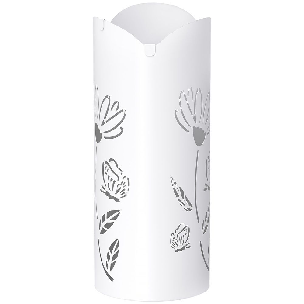 Homcom paragüero de acero soporte de paraguas con 4 ganchos y bandeja de goteo extraíble paragüero blanco para entrada oficina 17x17x41 cm