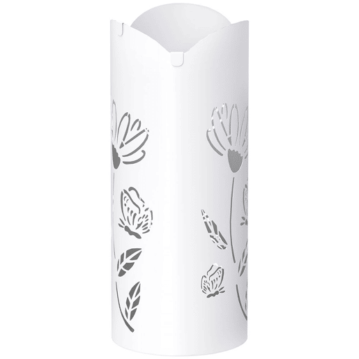 HOMCOM Suporte para Guarda Chuva em Aço com 4 Ganchos Bandeja de Gotejamento Amovível Suporte de Guarda Chuvas Branco para Entrada ou Escritório 17x17x41 cm