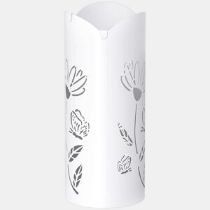 HOMCOM Suporte para Guarda Chuva em Aço com 4 Ganchos Bandeja de Gotejamento Amovível Suporte de Guarda Chuvas Branco para Entrada ou Escritório 17x17x41 cm