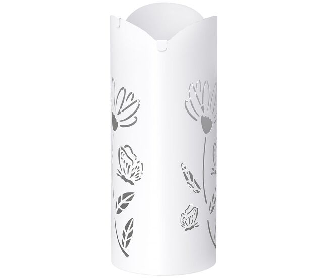 Homcom paragüero de acero soporte de paraguas con 4 ganchos y bandeja de goteo extraíble paragüero blanco para entrada oficina 17x17x41 cm