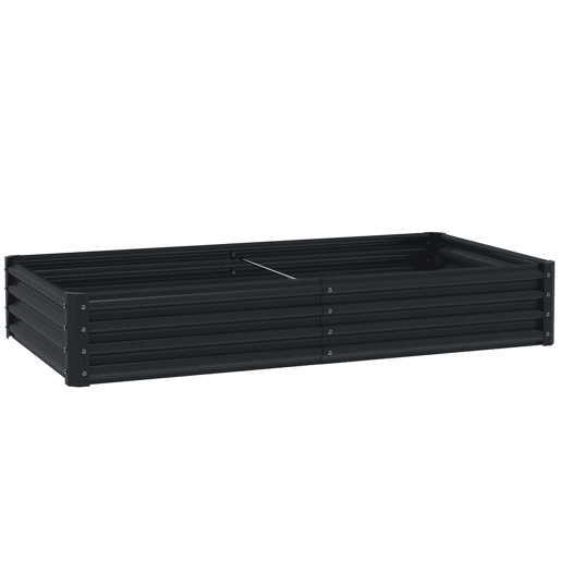 Outsunny Caixa de Plantio de Aço Galvanizado Horta para Cultivar Plantas Flores Ervas Floreira Grande de Exterior Retangular com Fundo Aberto 180x90x30 cm Cinzento Escuro