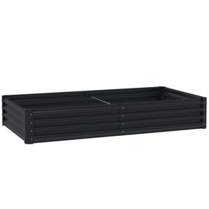 Outsunny Caixa de Plantio de Aço Galvanizado Horta para Cultivar Plantas Flores Ervas Floreira Grande de Exterior Retangular com Fundo Aberto 180x90x30 cm Cinzento Escuro