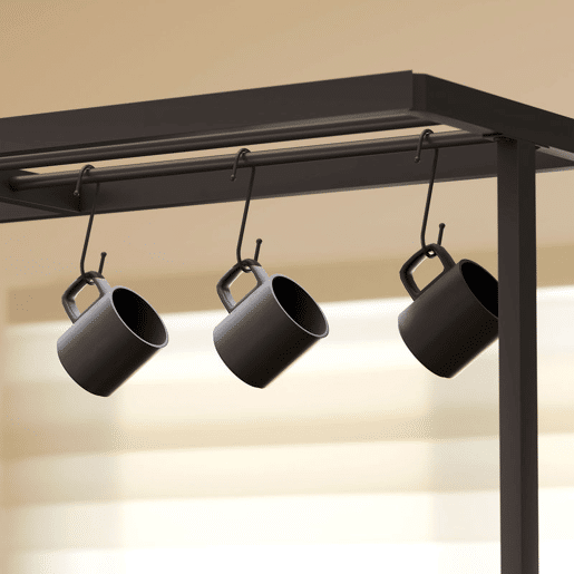 HOMCOM Estante de Cozinha com Tomada de Corrente Estante de Cozinha Estilo Industrial com Prateleiras Ganchos Móvel Auxiliar para Sala de Jantar 116x70x182 cm Marrom Rústico