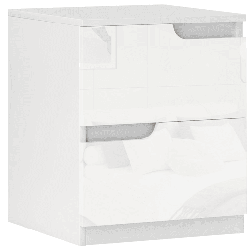 HOMCOM Mesa de Cabeceira Moderna Mesa de Cabeceira com Gavetas Mesa Auxiliar para Dormitório Sala de Estar 40x40x48 cm Branco