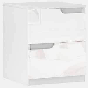 HOMCOM Mesa de Cabeceira Moderna Mesa de Cabeceira com Gavetas Mesa Auxiliar para Dormitório Sala de Estar 40x40x48 cm Branco
