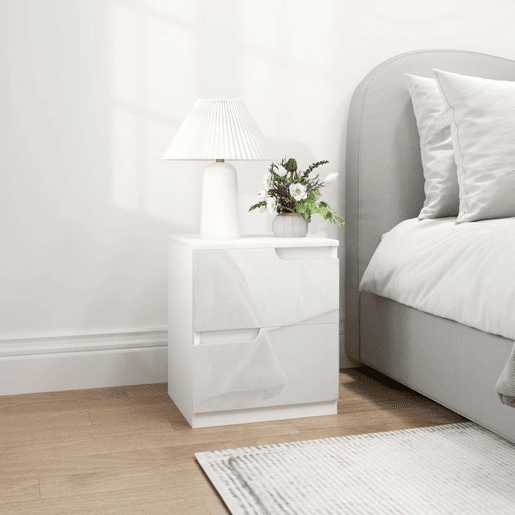 HOMCOM Mesa de Cabeceira Moderna Mesa de Cabeceira com Gavetas Mesa Auxiliar para Dormitório Sala de Estar 40x40x48 cm Branco