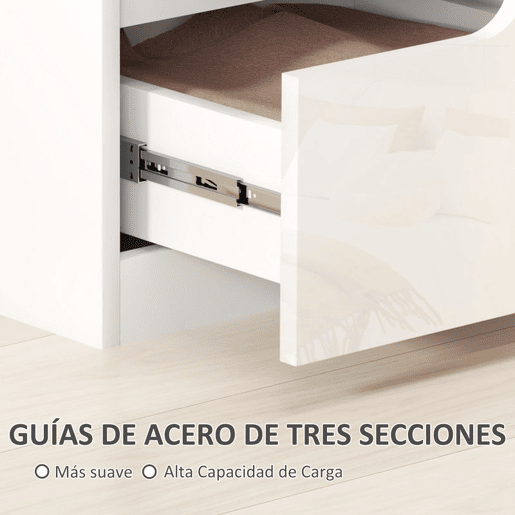 HOMCOM Mesa de Cabeceira Moderna Mesa de Cabeceira com Gavetas Mesa Auxiliar para Dormitório Sala de Estar 40x40x48 cm Branco