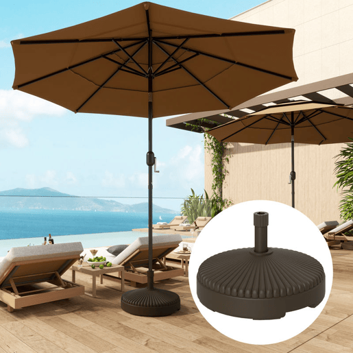 Outsunny Base para Chapéu de Sol Redonda Suporte para Chapéu de Sol Base para Chapéu de Sol Preenchível com Água 23L ou Areia 28kg para Jardim Varanda Ø55x30 cm Marrom