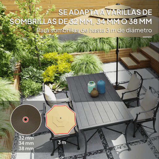 Outsunny Base para Chapéu de Sol Redonda Suporte para Chapéu de Sol Base para Chapéu de Sol Preenchível com Água 23L ou Areia 28kg para Jardim Varanda Ø55x30 cm Marrom