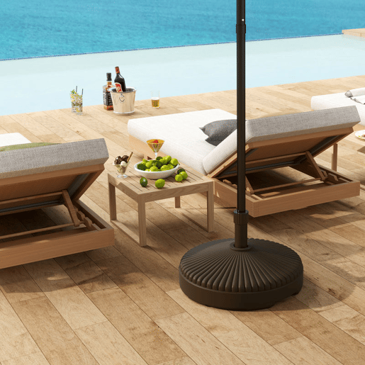 Outsunny Base para Chapéu de Sol Redonda Suporte para Chapéu de Sol Base para Chapéu de Sol Preenchível com Água 23L ou Areia 28kg para Jardim Varanda Ø55x30 cm Marrom