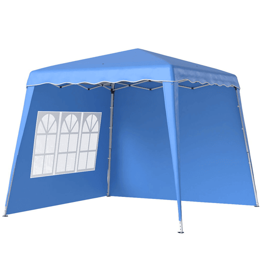 Outsunny Tenda Dobrável com 2 Paredes Laterais 2,4x2,4 m Tenda de Jardim com Altura Ajustável Proteção UV50+ e Bolsa de Transporte para Exteriores Pátio Azul
