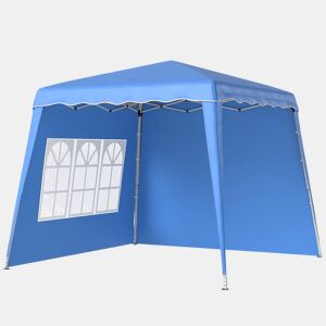 Outsunny Tenda Dobrável com 2 Paredes Laterais 2,4x2,4 m Tenda de Jardim com Altura Ajustável Proteção UV50+ e Bolsa de Transporte para Exteriores Pátio Azul