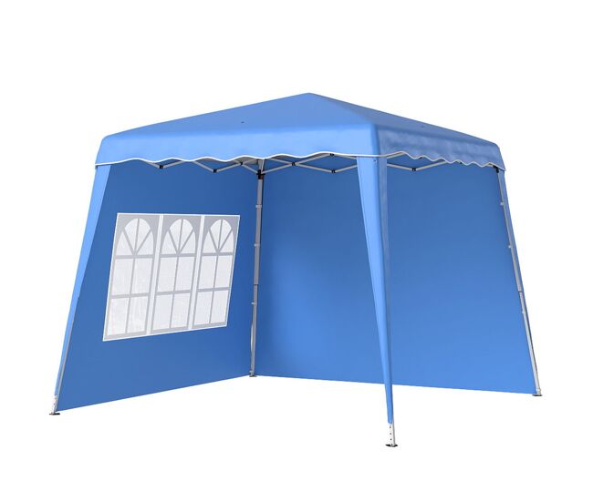 Outsunny carpa plegable pop-up 3x3 m cenador pabellón de jardín con 2 paredes laterales altura ajustable y bolsa de transporte protección uv50+ impermeable gazebo para camping fiestas exterior azul