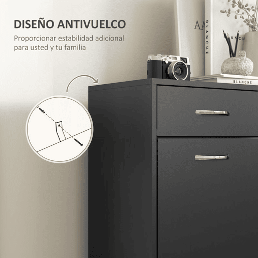 HOMCOM Sapateira Móvel para Sapatos Estreito com 2 Compartimentos e 2 Gavetas para 12 Pares de Sapatos para Sala de Estar Entrada Corredor 80x30x91,5 cm Preto