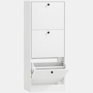 HOMCOM Sapateira Estreita com 3 Portas Abatíveis Sapateira para Entrada com Prateleiras Ajustáveis para 12 Pares de Sapatos para Corredor Espaços Reduzidos 47x28x115 cm Branco