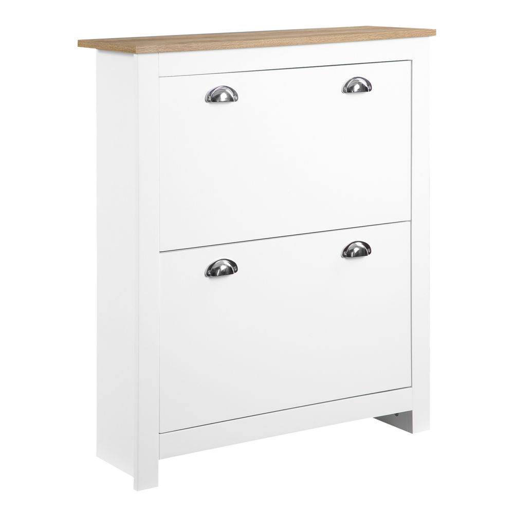 Homcom mueble zapatero estrecho zapatero entrada recibidor con 2 cajones abatibles estantes ajustables para 12 pares de zapatos para pasillo 79x23x90,5 cm blanco
