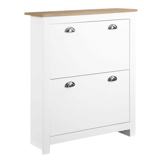 HOMCOM Sapateira Estreita Móvel Sapateira de Entrada com 2 Gavetas Abatíveis Prateleiras Ajustáveis para 12 Pares de Sapatos para Corredor 79x23x90,5 cm Branco