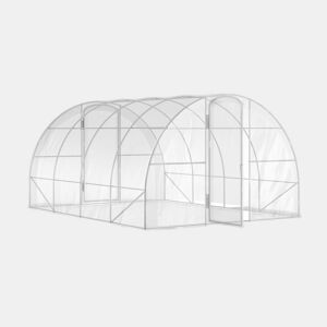 Outsunny Estufa de Túnel 395x295x195 cm Estufa de Jardim com 2 Portas Estufa para Horticultura com Teto Arredondado para Cultivo de Plantas e Flores Transparente