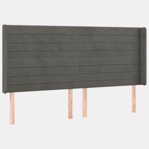 vidaXL Cabeceira cama c abas veludo 183x16x118128 cm cinzento-escuro