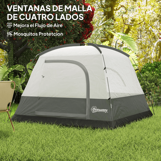 Tenda de Campismo para 2-3 Pessoas Tenda de Campismo Dobrável com Porta Janelas de Malha Bolsa Gancho e Bolsa de Transporte Impermeável Fácil Instalação para Caminhadas 200x200x135 cm Laranja e Cinza
