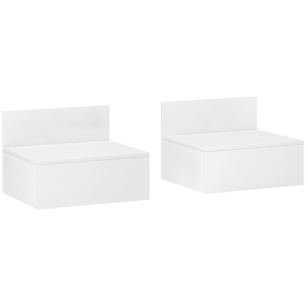 Homcom juego de 2 mesitas de noche flotantes mesillas de noche para dormitorio con cajón mesas de noche para habitación salón hogar 43x36,5x30,5 cm blanco