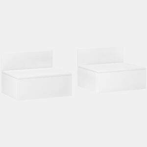 HOMCOM 2 Mesas de Cabeceira Flutuante Conjunto de 2 Mesas de Cabeceira de Parede com Gaveta de Armazenamento para Dormitório 43x36,5x30,5 cm Branco