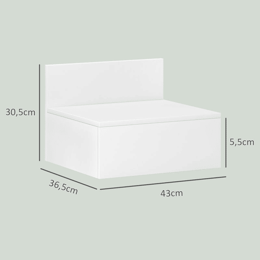 HOMCOM 2 Mesas de Cabeceira Flutuante Conjunto de 2 Mesas de Cabeceira de Parede com Gaveta de Armazenamento para Dormitório 43x36,5x30,5 cm Branco