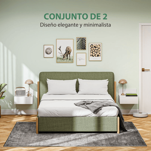 HOMCOM 2 Mesas de Cabeceira Flutuante Conjunto de 2 Mesas de Cabeceira de Parede com Gaveta de Armazenamento para Dormitório 43x36,5x30,5 cm Branco