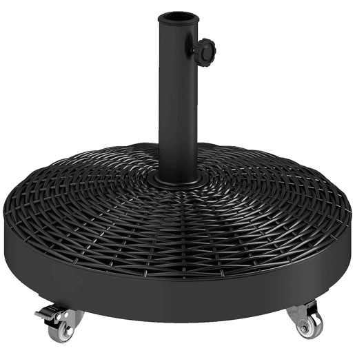 Outsunny Base para Chapéu de Sol Redonda Suporte para Chapéu de Sol com Rodas Base para Chapéu de Sol de Cimento Peso 25 kg para Jardim Terraço Ø52x42 cm Preto
