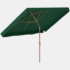 Outsunny Chapéu de Sol de Jardim 300x200 cm Chapéu de Sol de Exterior com Ângulo Ajustável Mastro de Alumínio Manivela e Proteção UV 50+ Chapéu de Sol para Jardim Pátio Verde