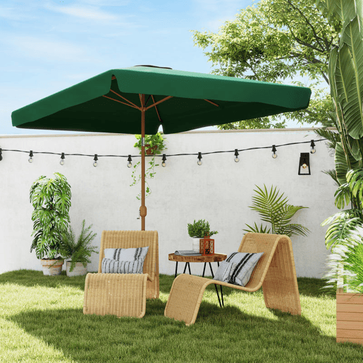 Outsunny Chapéu de Sol de Jardim 300x200 cm Chapéu de Sol de Exterior com Ângulo Ajustável Mastro de Alumínio Manivela e Proteção UV 50+ Chapéu de Sol para Jardim Pátio Verde