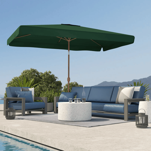 Outsunny Chapéu de Sol de Jardim 300x200 cm Chapéu de Sol de Exterior com Ângulo Ajustável Mastro de Alumínio Manivela e Proteção UV 50+ Chapéu de Sol para Jardim Pátio Verde