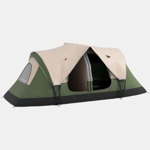 Outsunny Tenda de Campismo Familiar para 5-6 Pessoas Tenda de Campismo Dobrável com 2 Quartos e Bolsa de Transporte Impermeável para Trekking 450x215x180 cm Verde