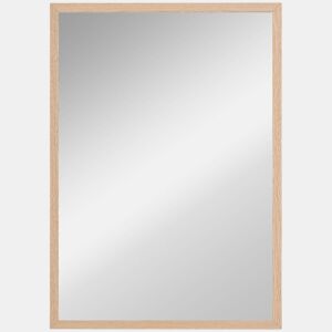 HOMCOM Espelho de Parede Decorativo 50x70 cm Espelho Retangular Espelho de Banheiro com 4 Ganchos Metálicos Estilo Moderno para Sala Quarto Entrada Madeira