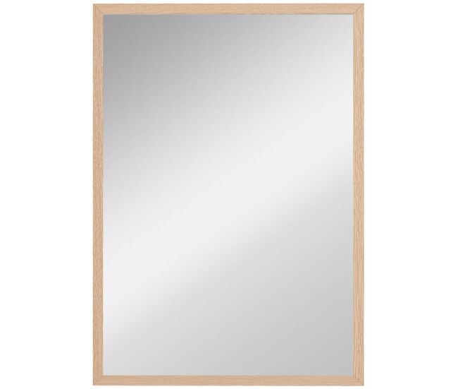 Homcom espejo de pared, 70x50 cm, espejo de baño rectangular, decorativo para salón, entrada, pasillo, horizontal o vertical, natural