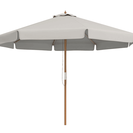 Outsunny Chapéu de Sol de Jardim Ø325x250 cm Chapéu de Sol de Madeira com Sistema de Polea Teto com Ventilação e 8 Hastes de Bambú para Terraço Balcão Exterior Cinzento Claro