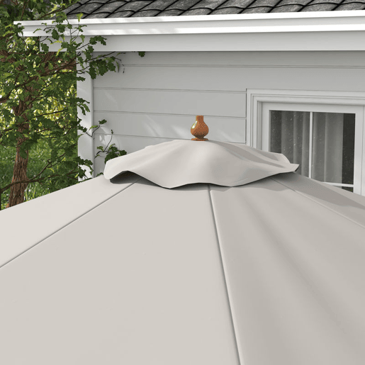 Outsunny Chapéu de Sol de Jardim Ø325x250 cm Chapéu de Sol de Madeira com Sistema de Polea Teto com Ventilação e 8 Hastes de Bambú para Terraço Balcão Exterior Cinzento Claro