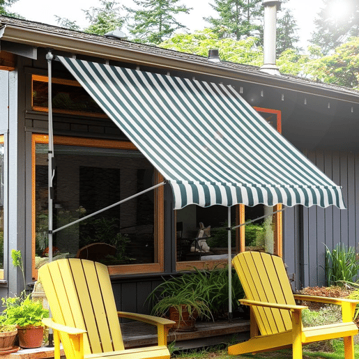Outsunny Toldo Manual Retrátil 2x1,5 m, Toldo Exterior para Terraço Enrolável, Altura Ajustável 170-280 cm, com Manivela, Anti-UV e Impermeável, Sem Perfuração, para Varanda, Jardim, Verde e Branco