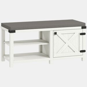 HOMCOM Banco Sapateira Rústico Sapateira com Assento Organizador de Sapatos com Compartimentos Almofada para 7 Pares de Sapatos para Entrada Sala de Estar Quarto 100x40x48 cm Branco com Veios e Cinza