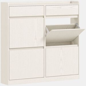 HOMCOM Sapateira Estreita com 4 Portas Articuladas Sapateira para Entrada com 2 Gavetas para 8 Pares de Sapatos para Corredor Espaços Reduzidos 98x19,2x95,3 cm Branco