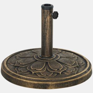 Outsunny Base para Chapéu de Sol Redonda Suporte para Chapéu de Sol Base para Chapéu de Sol Preenchível com Cimento Peso 12 kg para Jardim Varanda Ø46x33 cm Bronze