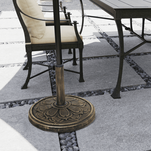 Outsunny Base para Chapéu de Sol Redonda Suporte para Chapéu de Sol Base para Chapéu de Sol Preenchível com Cimento Peso 12 kg para Jardim Varanda Ø46x33 cm Bronze