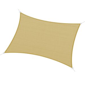 Outsunny Toldo Vela de Sombra Retangular 6x4 m Toldo de Terraço em HDPE Proteção contra Raios UV para Exterior Pátio Jardim Bege