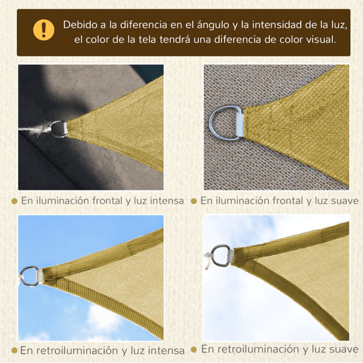 Outsunny Toldo Vela de Sombra Retangular 6x4 m Toldo de Terraço em HDPE Proteção contra Raios UV para Exterior Pátio Jardim Bege