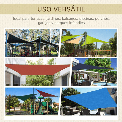 Outsunny Toldo Vela de Sombra Retangular 6x4 m Toldo de Terraço em HDPE Proteção contra Raios UV para Exterior Pátio Jardim Bege