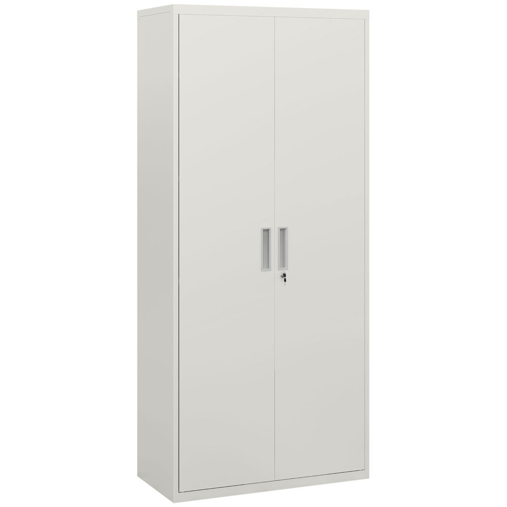 Homcom mueble archivador de 5 niveles archivador con llave estantes ajustable armario archivador metálico para oficina estudio salón 80x40x180 cm blanco