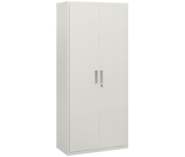 Homcom mueble archivador de 5 niveles archivador con llave estantes ajustable armario archivador metálico para oficina estudio salón 80x40x180 cm blanco