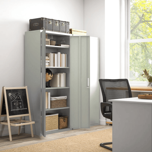 HOMCOM Armário para Arquivos de 5 Níveis com Chaves Prateleiras Ajustáveis Armário de Arquivos Metálico para Escritório Estudio Sala de Estar 80x40x180 cm Branco